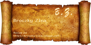 Broczky Zina névjegykártya